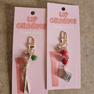 Pink Keychain Accessory - Red & Green Charm Options